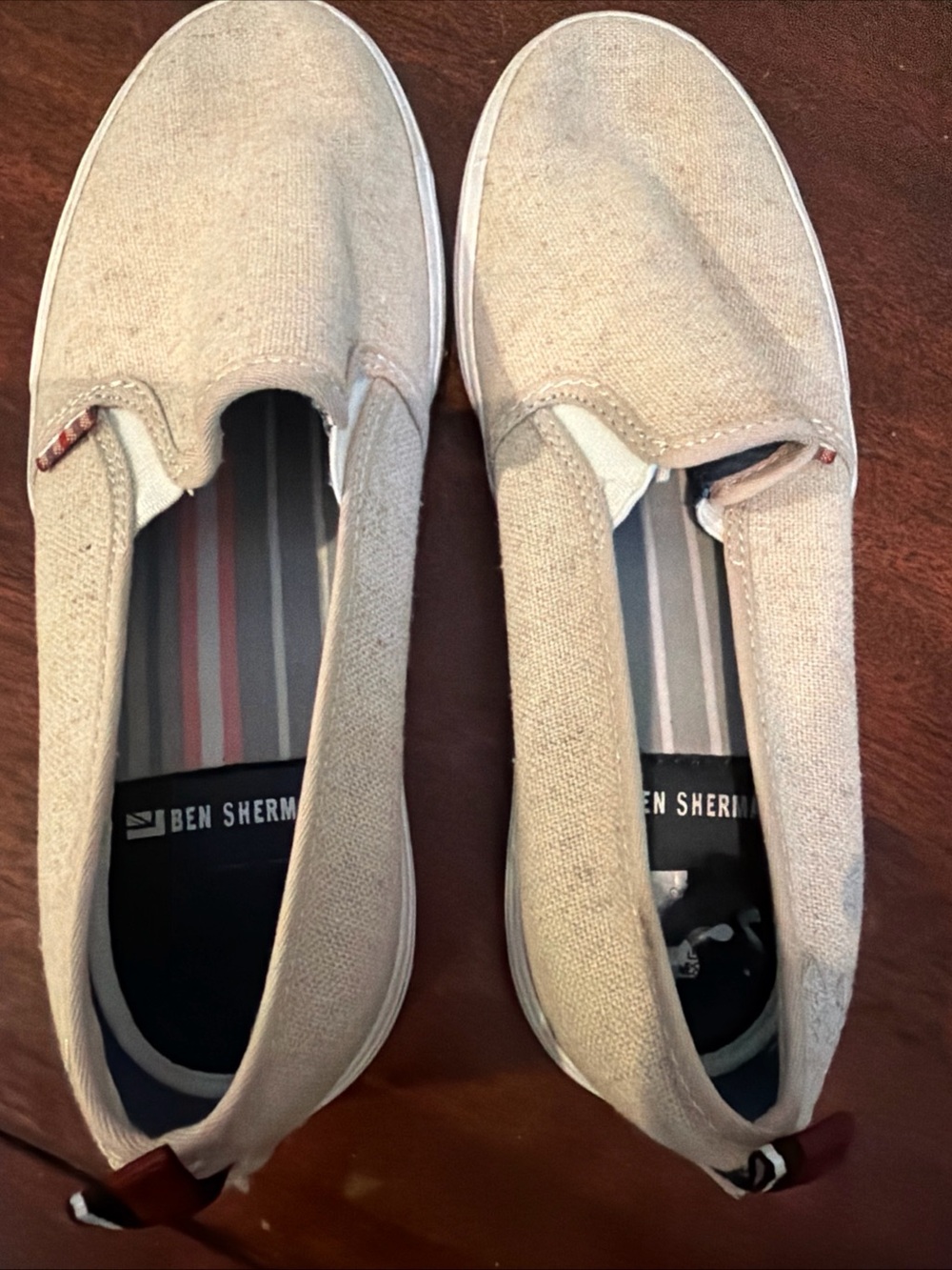 Ben Sherman Cream Slip-On Canvas Loafers